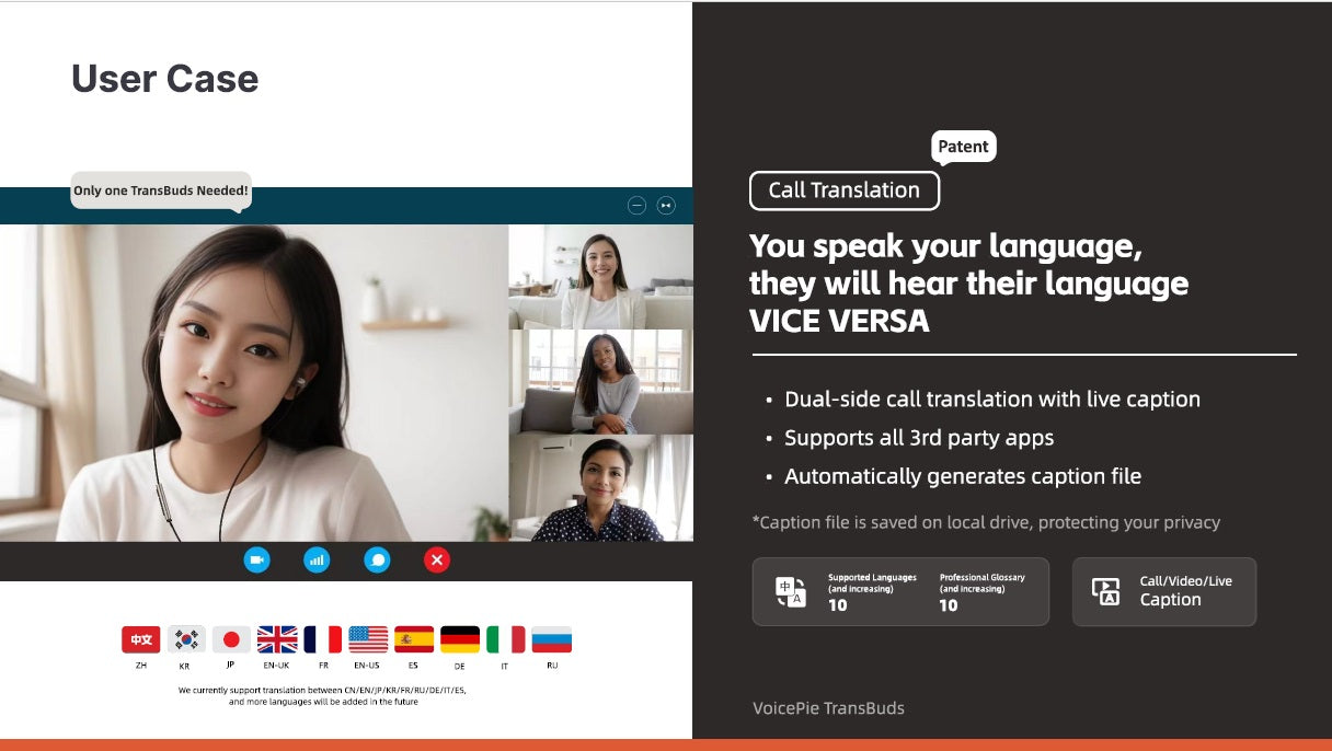 VoicePie TransBuds The First-and-Only earbuds that enables 2-way call translation (Philippines Market only)