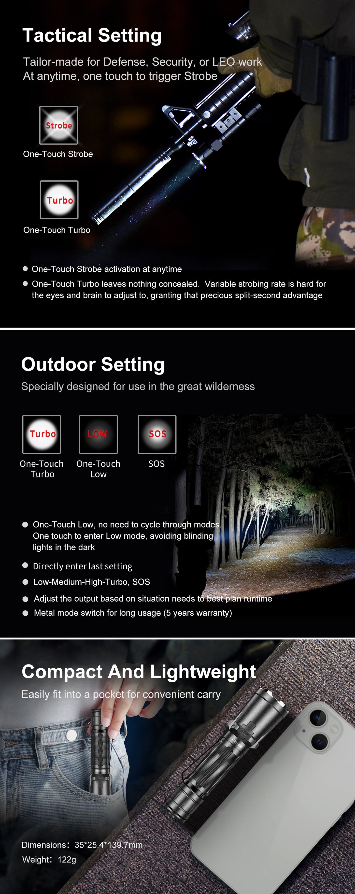 KLARUS XT11GT PRO 3300 LM 3100mAh Tactical Flashlight