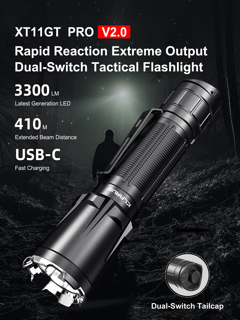 KLARUS XT11GT PRO 3300 LM 3100mAh Tactical Flashlight