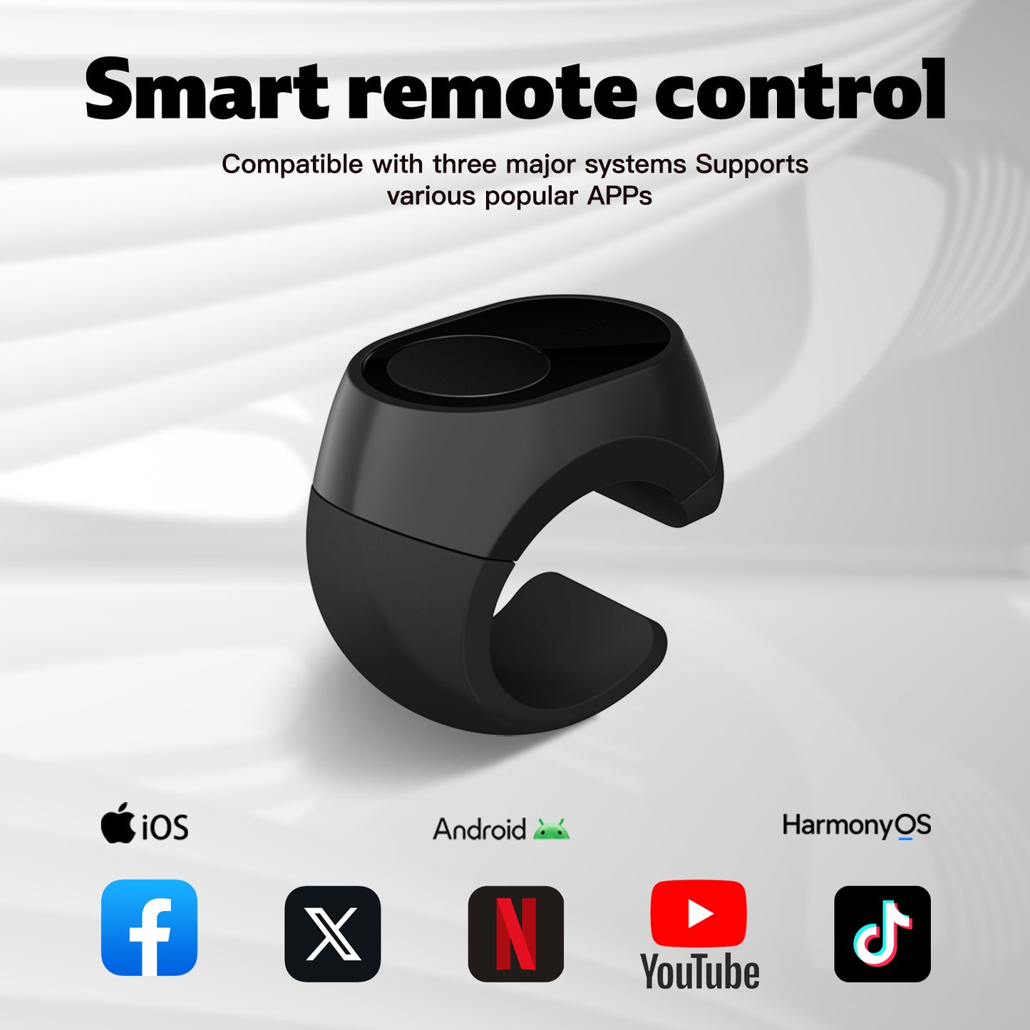 World’s First Optical Touch Bluetooth Ring R100 – Short Video Browsing, Page Turner, Camera Shutter, Video & Music Remote,  for iPhone & Android & Kindle